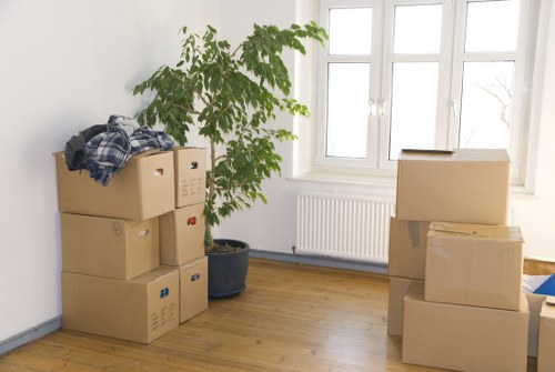 Commercial moving van support for office equipment and furniture in White City