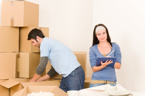 Furniture being loaded into a removal van for transport